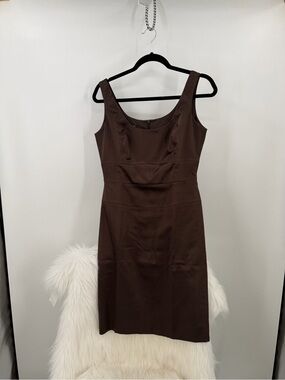 Escada Chocolate Brown Sleeveless Sheath Dress, Size 38= Size 8